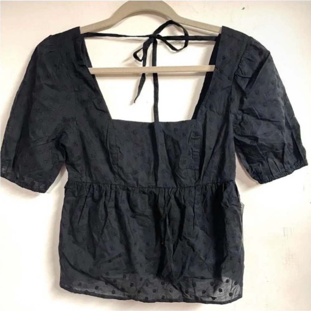 New ModCloth black peasant boho blouse XS